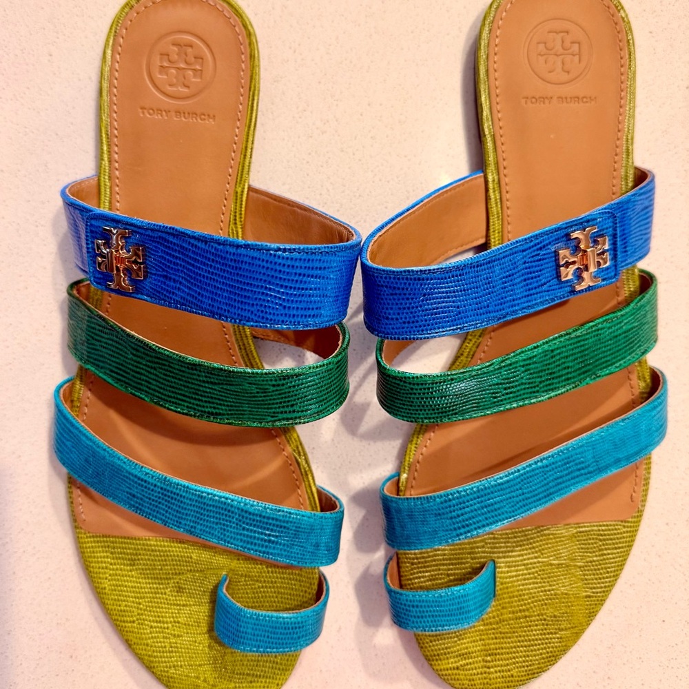 Tory Burch Colorblock Logo Slide Sandals Size 11 – Worn Once